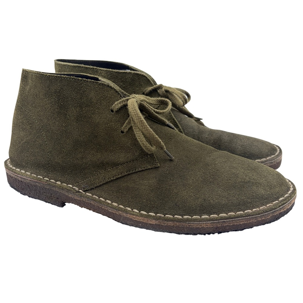 JCrew MacAlister Suede Desert Boots Olive Green Mens 8.5 FA21 Crepe Sole Chukka